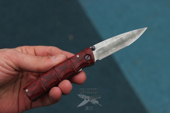 Складной нож Mcusta Take damascus vg10 blade Stamina wood handle MC-0075D c клинком из стали VG-10 San Mai (Laminated Stainlesss Damascus) рукоять дерево