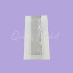 Бумажный пакет с окном 60 мм с плоским дном 140*60*250 мм 40 г/м2 белый, 100шт