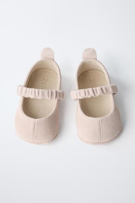 ZARA ЗАМШЕВЫЕ БАЛЕТКИ, РОЗОВЫЙ