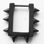 Серьга "Геометрия" (прямоугольник, конусы) для пирсинга уха. Stainless Steel (нержавеющая сталь), титановое покрытие. Цена за штуку!