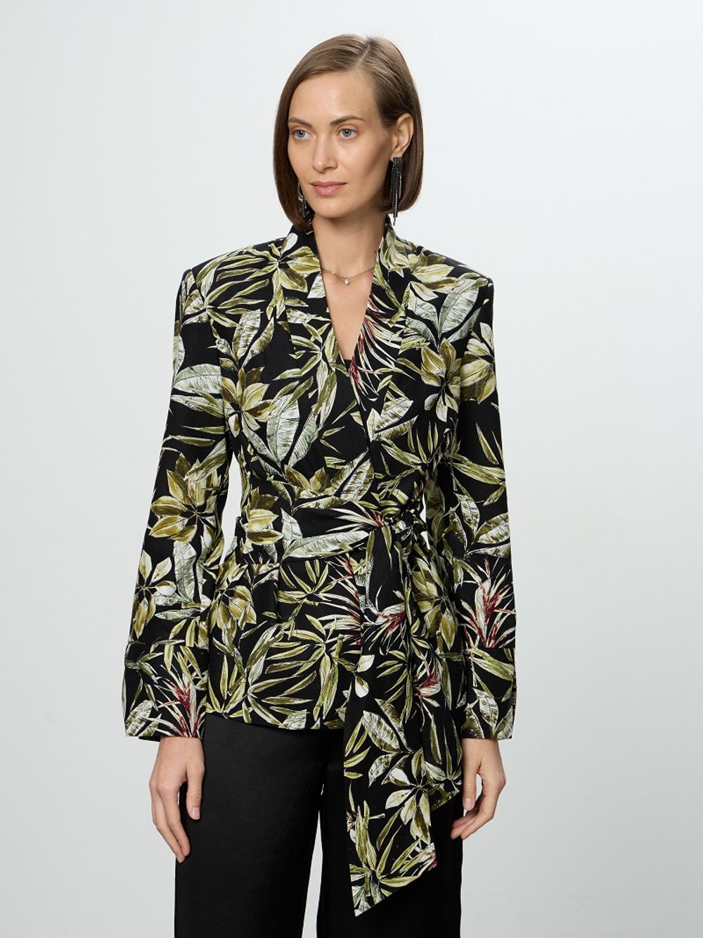 Жакет приталенный ПРИНТ лён