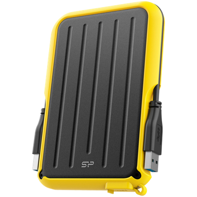 Silicon Power Armor - A66 2TB Portable HDD USB 3.2 Gen 1 Yellow, Certificate MIL-STD 810F 516.5/IV, Water-resistant IPX4, 360˚ bumper