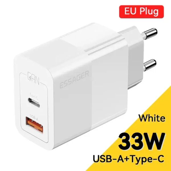 Адаптер питания Essager 33Вт (Type-C + USB-A) Белый