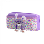 Пенал - косметичка Alingar, ПВХ, пайетки, молния, боковой карман, 90 х 200 мм, "Rabbit", фиолетовый (ушки и лапки)