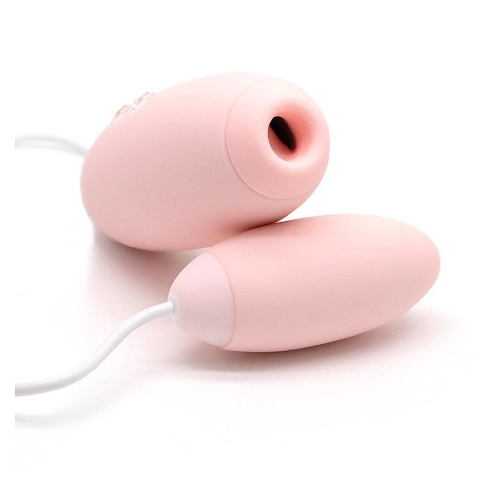 Нежно-розовое виброяйцо с вакуум-волновым действием Kiss Toy Miss VV (Цвет: нежно-розовый)