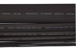Клеевая термоусадка REXANT 6.0/1.5мм, 4:1, 1м, черная 10 шт 23-6006