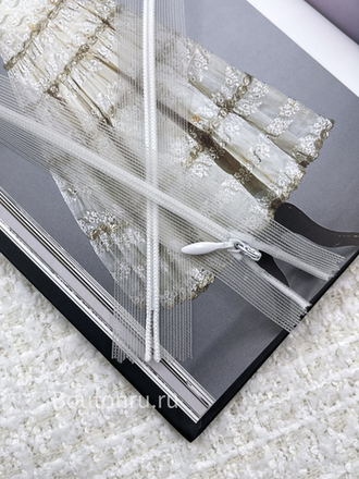 Молния потайная на прозрачной сетке белая неразъемная 60 см