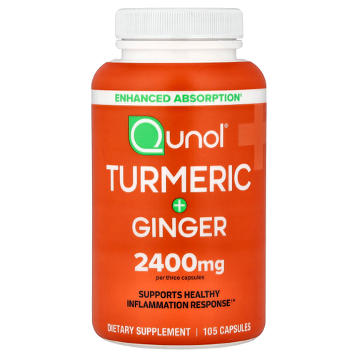 Qunol, куркума и имбирь, 105 капсул