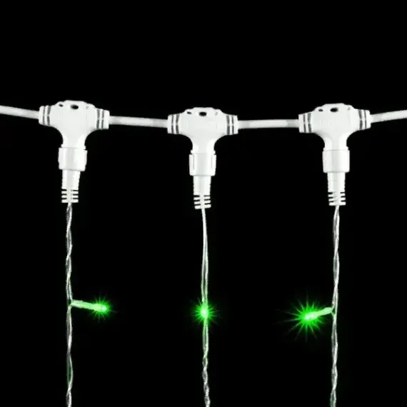 Светодиодный занавес 1*6 м., 600 зеленый LED ламп, прозрачный провод ПВХ, LTC (PCL601-10-2G)