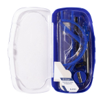 Готовальня Alingar, 8 предметов, металлический циркуль 116 мм, с карандашом, пластиковый футляр, цвет синий