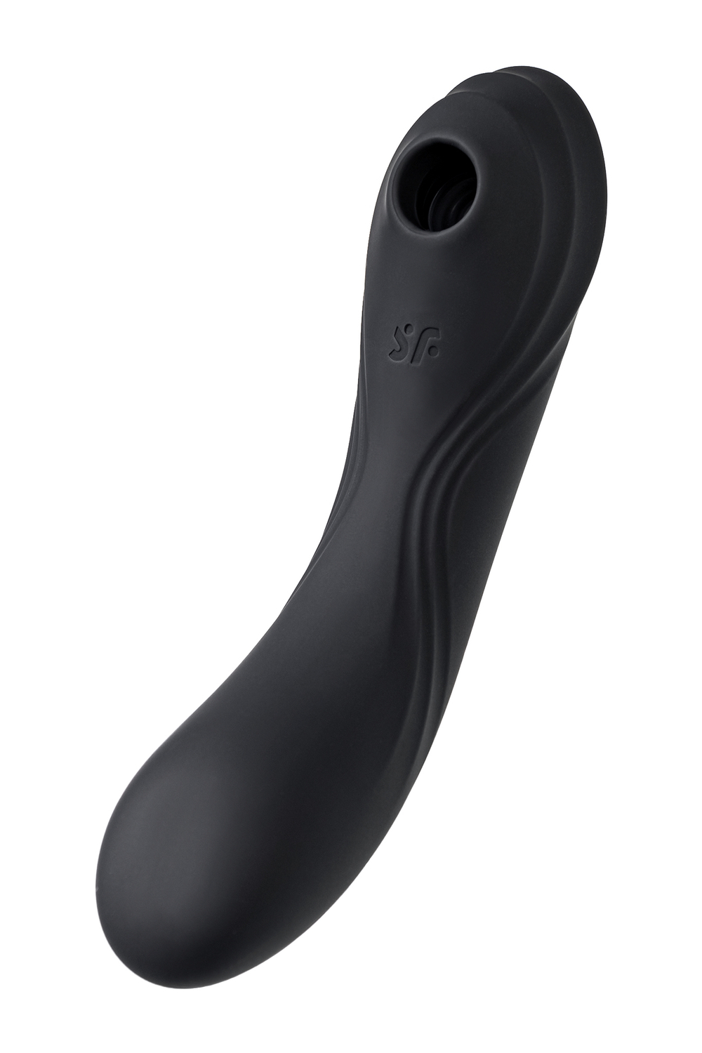 Вакуумный стимулятор клитора с вибрацией Satisfyer Curvy Trinity 4, чёрный, 17 см