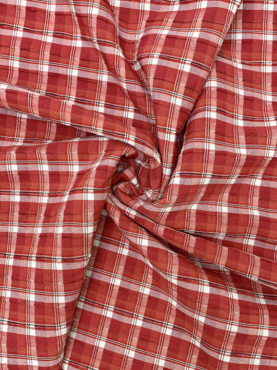 Коттон жатка, принт клетка белый/красный NBD143