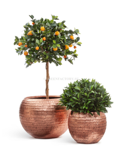 Кашпо TREEZ Effectory - Metal - Полусфера - Розовая медь Чеканка