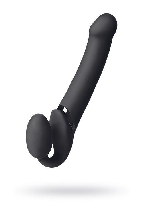 Черный безремневой вибрострапон Vibrating Bendable Strap-On L
