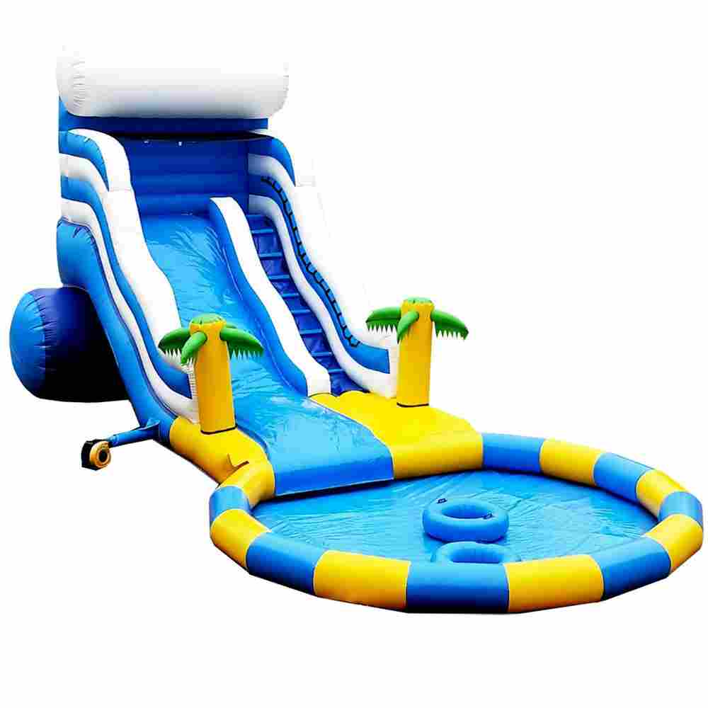 Надувная водная горка с круглым бассейном «Пляжный оазис», 15*7*6 м