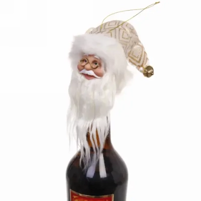 Украшение на бутылку «Дед Мороз» 15 см, золотой колпачок