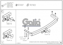 Фаркоп оцинкованный Galia M057A для Mitsubishi Pajero Sport 1998-2008(паспорт и сертификат в комплекте)(без электрики)