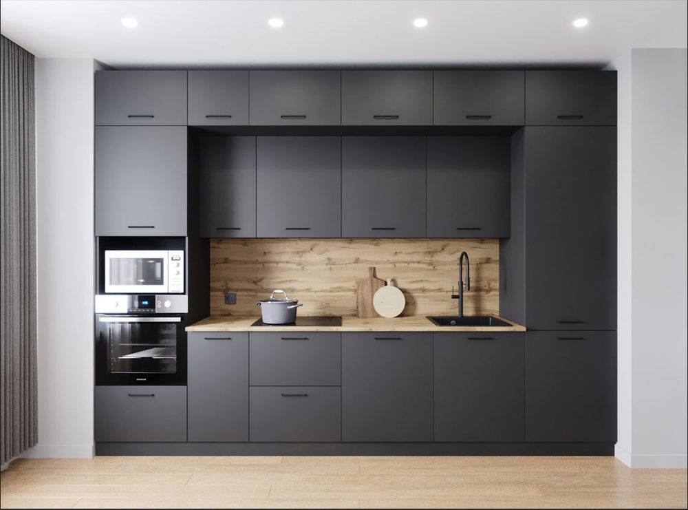 Кухонный гарнитур Антрацит (графит) 3400 мм столешница 38 мм