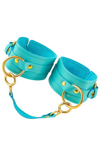 Голубые однослойные кожаные оковы (Цвет: голубой)