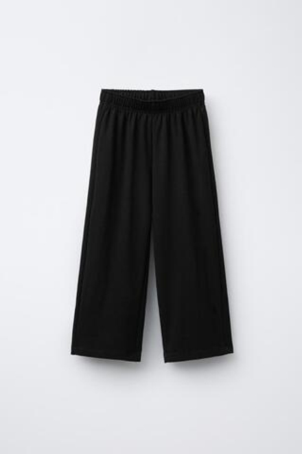 ZARA КОМПЛЕКТ ИЗ ТОЛСТОВКИ И БРЮК WIDE LEG ИЗ ФЛИСА, ЧЕРНЫЙ