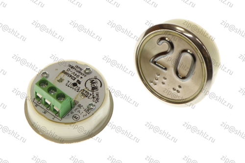 Кнопка (кнопочный модуль) EA2406S-D-W "20 этаж", круглая, белая динамическая подсветка, Брайль