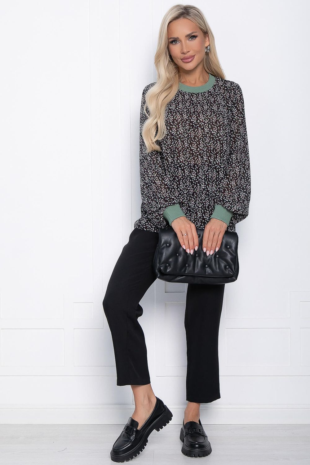 Блуза Шафран (черная/мелкие цветы) Б10796 LT Collection