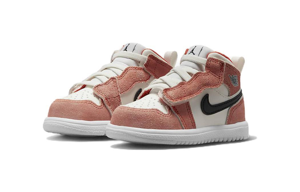 Baby Jordan Air Jordan 1 Alt SE TD shock absorption non-slip wear-resistant mid-top retro basketball shoes pink white