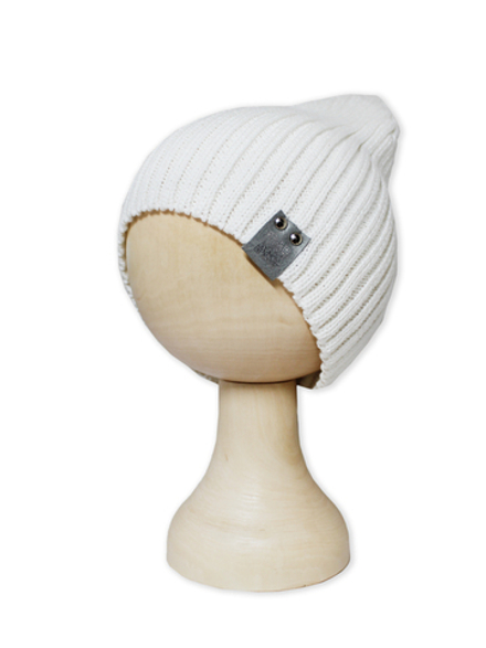 Шапочка вязаная в рубчик Чиполлино Сахар хлопок RinaAmari
