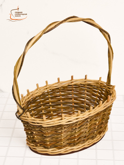 Корзинка овальная подарочная, арт. O270GR, 27х19х10 см, высота с ручкой 34 см