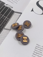 Пуговицы текстильные серые с золотом