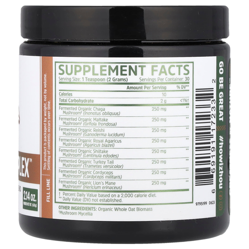 Zhou Nutrition, Порошок Mushroom 8-Plex ™, без добавок, 60 г (2,14 унции)