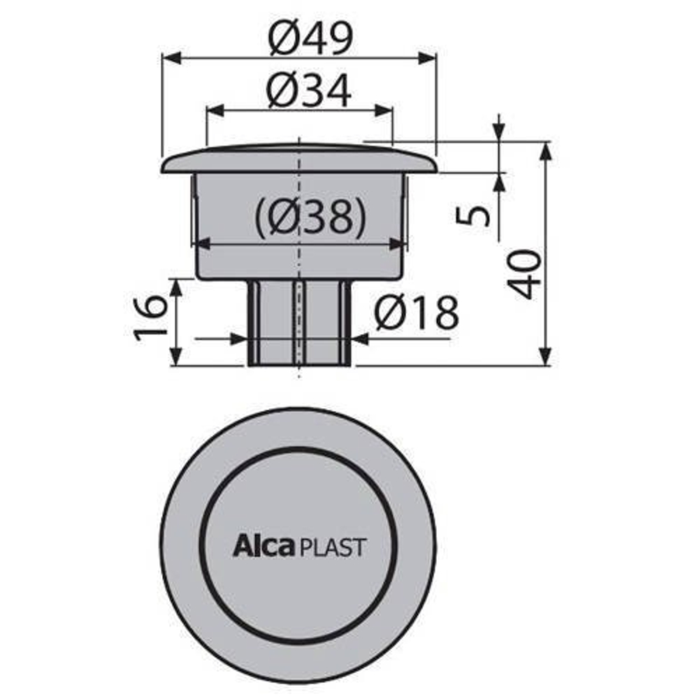 Кнопка смыва V0011-ND для арматуры A2000 ALCAPLAST