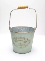 Винтажное металлическое кашпо с ручкой 23,5*13 см