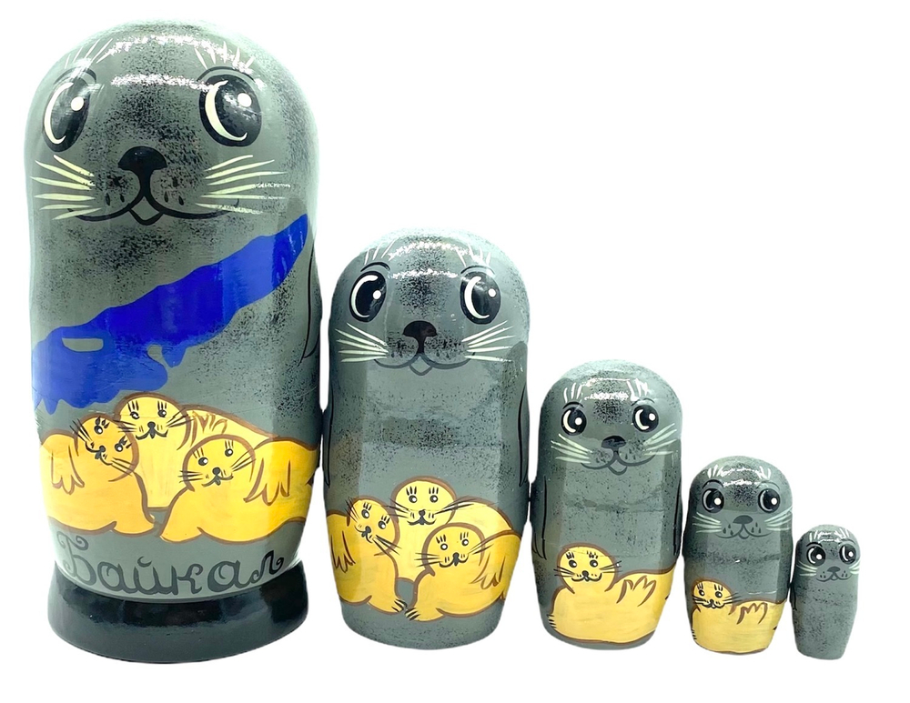 Матрёшка «Байкальская нерпа серая» 19 см