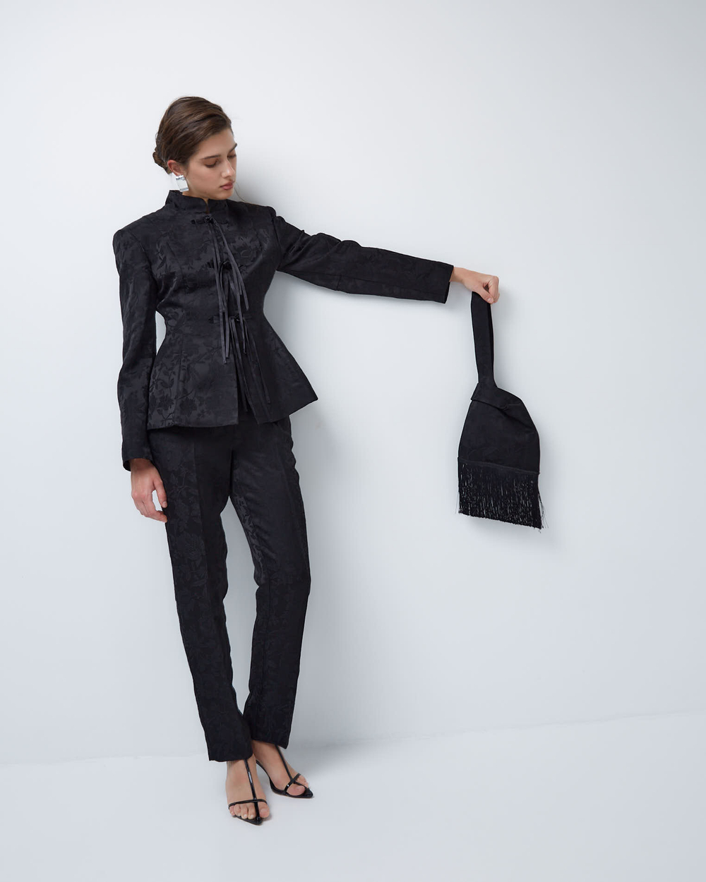 Сумка из жаккардовой вискозы Гуччи черный