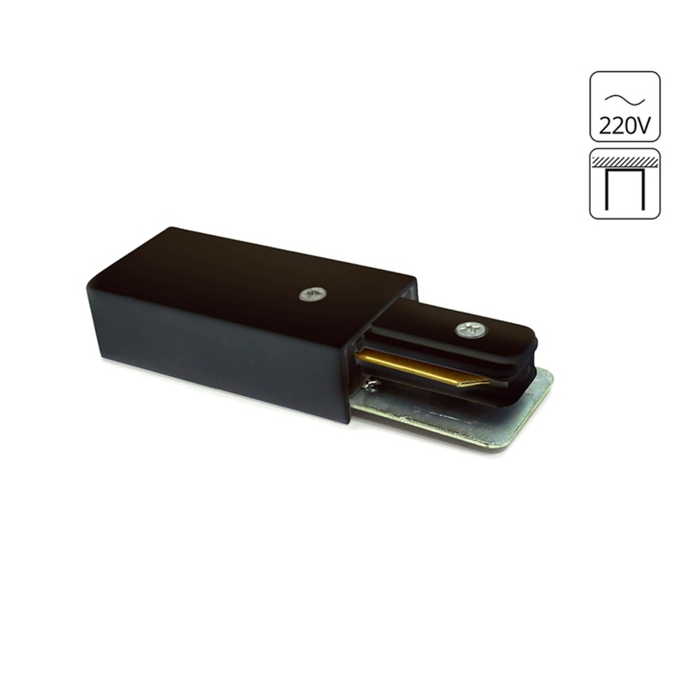 Коннектор прямой токо-подводный чёрный Arte Lamp TRACK ACCESSORIES для накладной ТС