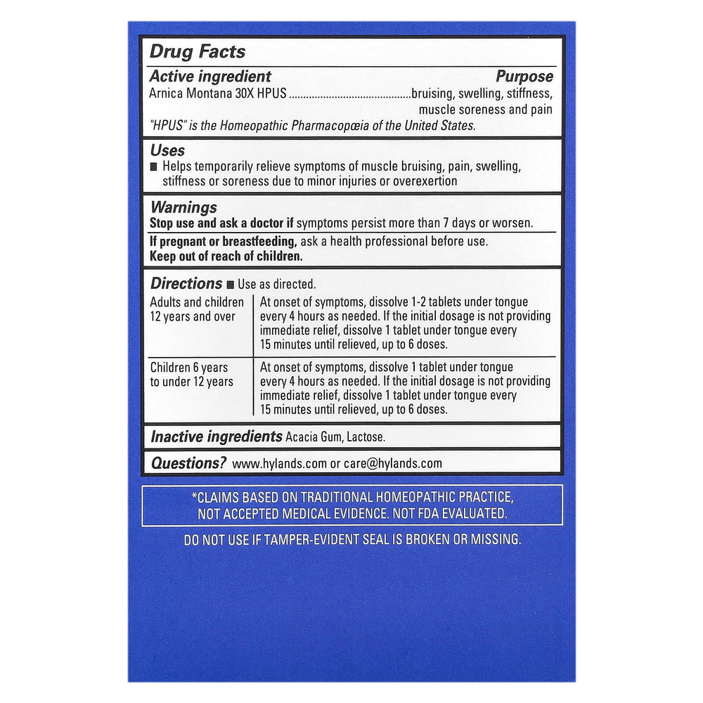 Hyland's Naturals, Arnica (арника) 30X, 50 быстрорастворимых таблеток