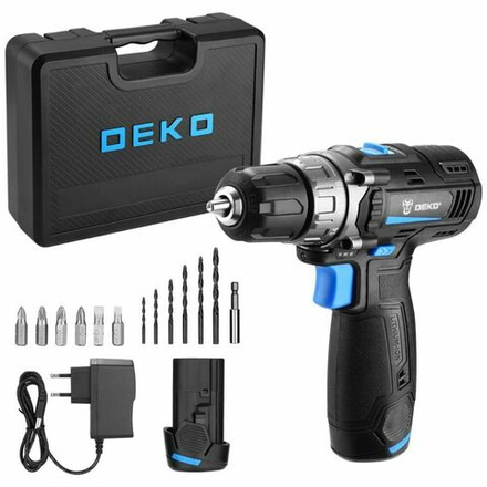 Аккумуляторная дрель-шуруповерт Deko DKCD12V PRO в кейсе + оснастка 13 шт, 12В, 2х2.0Ач (083-1007)