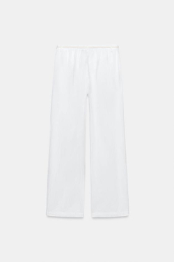 ZARA БРЮКИ ИЗ СМЕСОВОГО ЛЬНА — ZW COLLECTION, БЕЛЫЙ