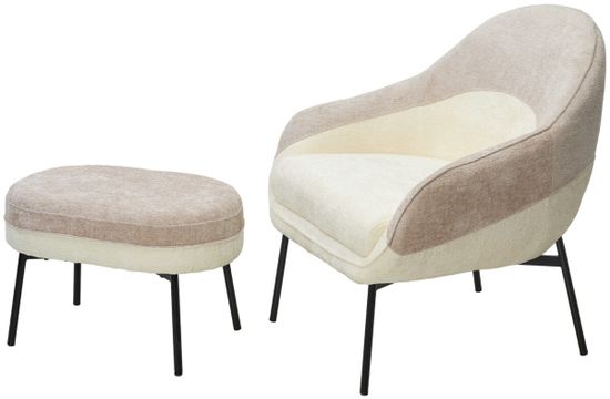 Кресло SION 3018-01 белый / 3018-10 бежевый, шенилл / черный каркас