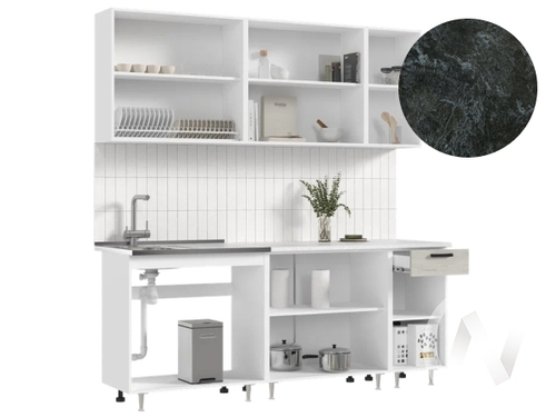 Кухня Рио NEW ЛДСП 2;0м (белый/дуб крафт белый/кастилло темный)