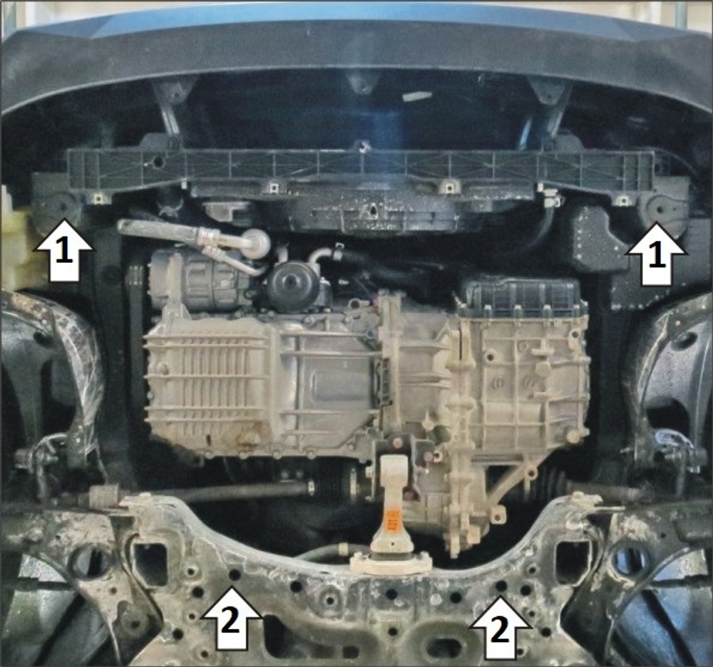Защита картера Двигателя, КПП. 2 мм, Сталь. для Hyundai Elantra 2021-2023 MOTODOR.70915