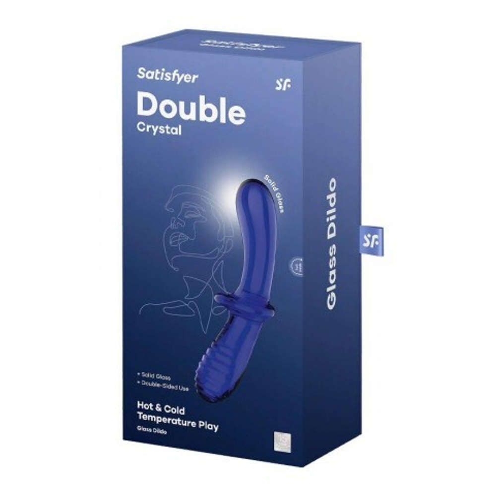 Стеклянный фаллоимитатор Satisfyer Double Crystal (20×5,5 см) синий