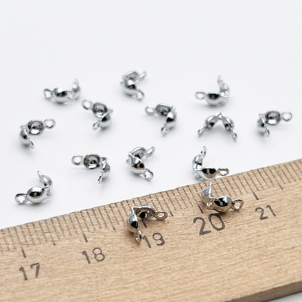 Каллот, цвет серебро (родий), размер 6*2,8 мм, внутренний размер 2,5 мм, цена за набор 10 штук