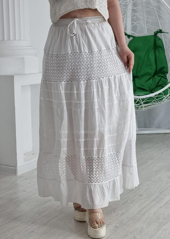 Юбка с вышивкой с завязками узор дуга цвет белый