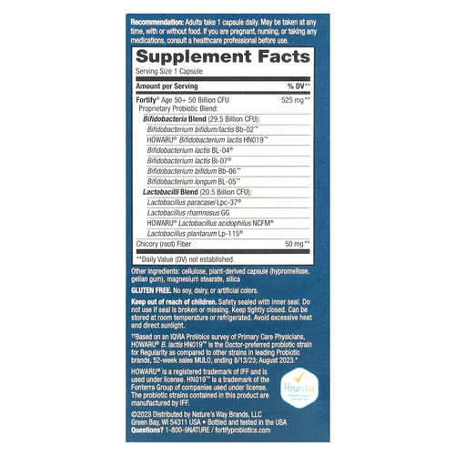 Nature's Way, Fortify®, пробиотик, для взрослых старше 50 лет, 50 млрд, 30 капсул с отсроченным высвобождением