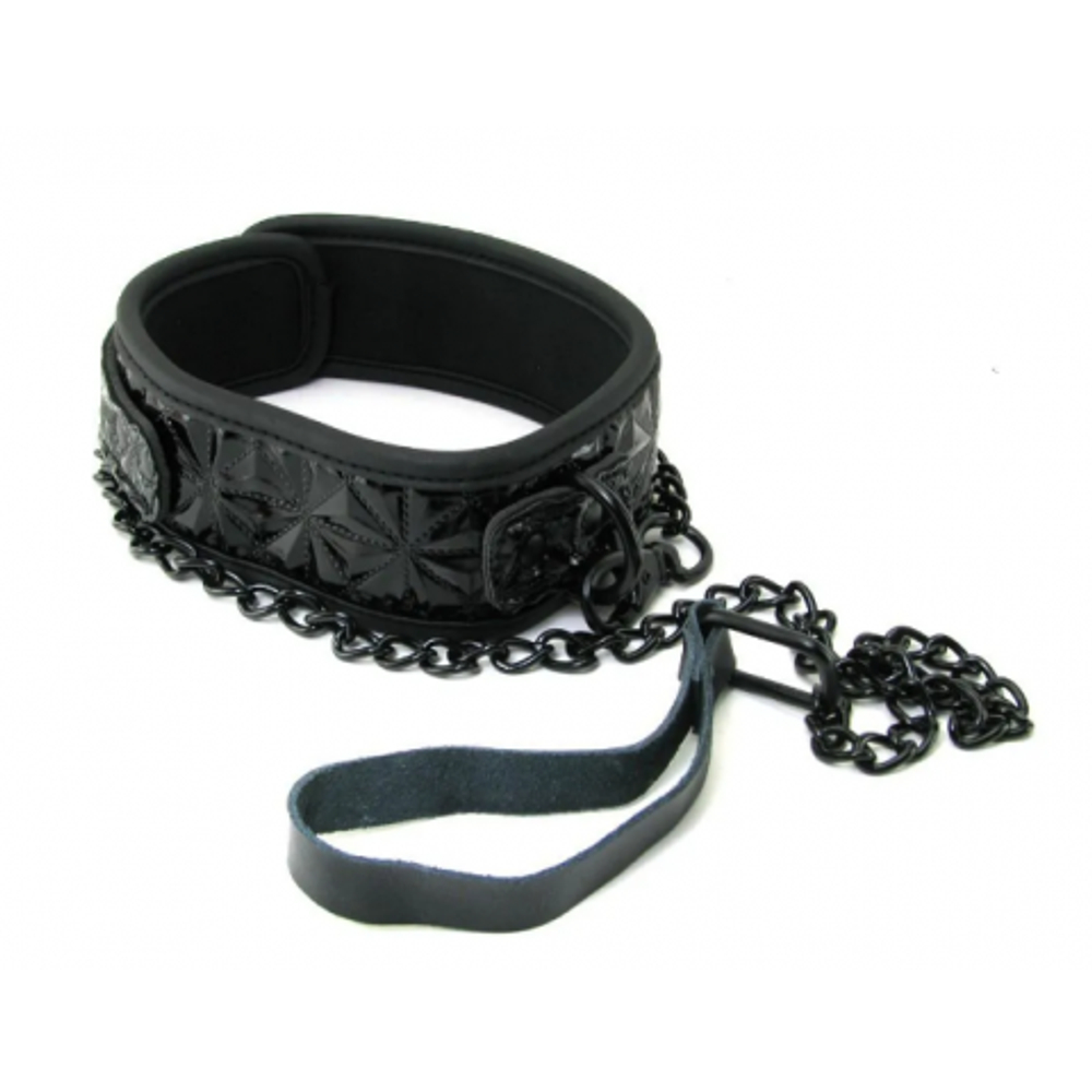 Ошейник с поводком Luxury fetish черный