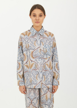 Пижама (брюки-рубашка) принт 225-02, р XL