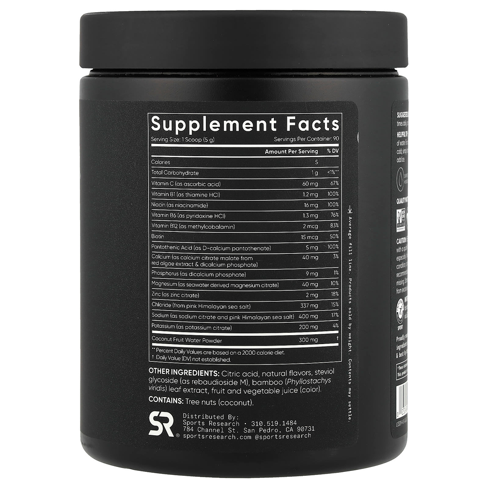 Sports Research, Hydrate, электролиты, малиновый лимонад, 450 г (15,87 унции)