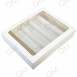 Коробка для макарон и др. кондитерских изделий с окошком и ложементом 265*215*55 мм (белый)